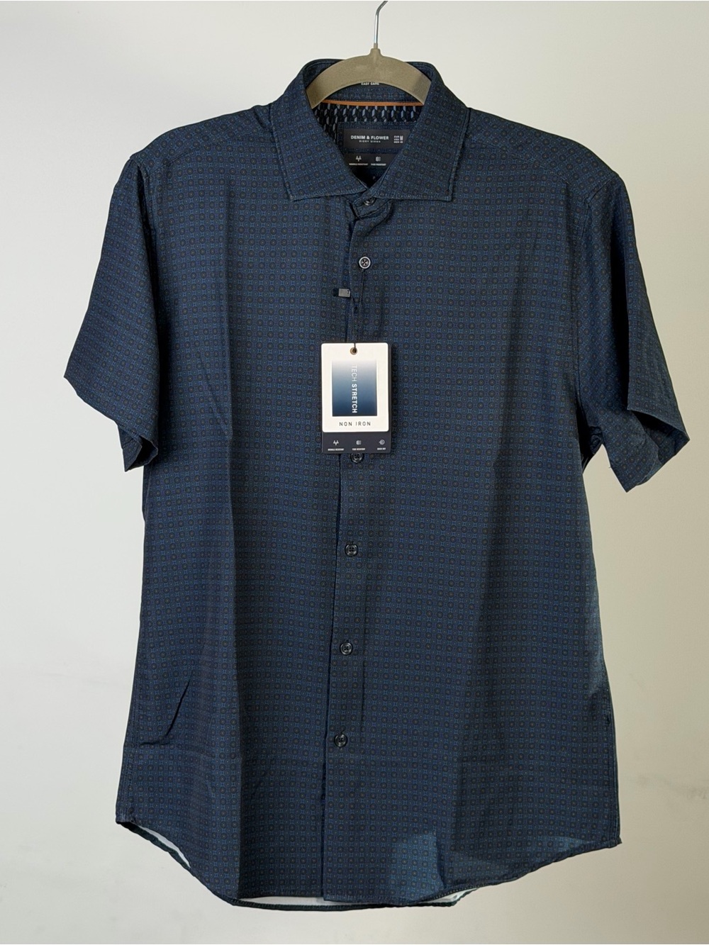 Denim & Flower Navy Blue Short Sleeve Button-Up Shirt